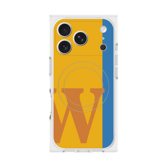 プレミアムスクエアケース with MagSafe［ オリジナル - initial color line - W orange ］