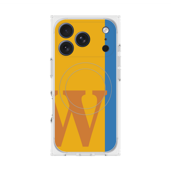 プレミアムスクエアケース with MagSafe［ オリジナル - initial color line - W orange ］