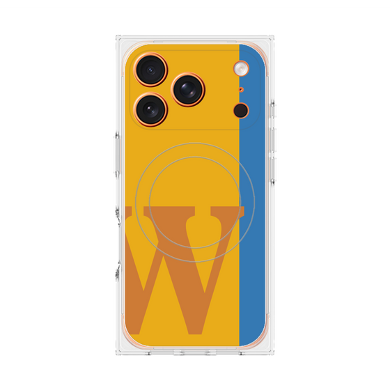 プレミアムスクエアケース with MagSafe［ オリジナル - initial color line - W orange ］