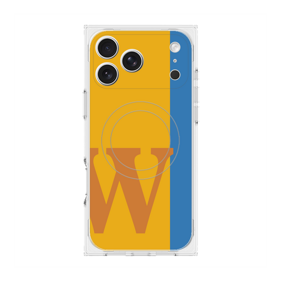 プレミアムスクエアケース with MagSafe［ オリジナル - initial color line - W orange ］