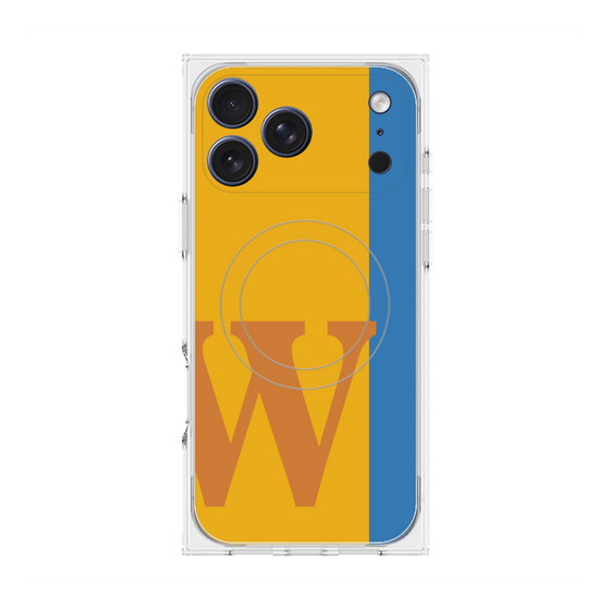プレミアムスクエアケース with MagSafe［ オリジナル - initial color line - W orange ］