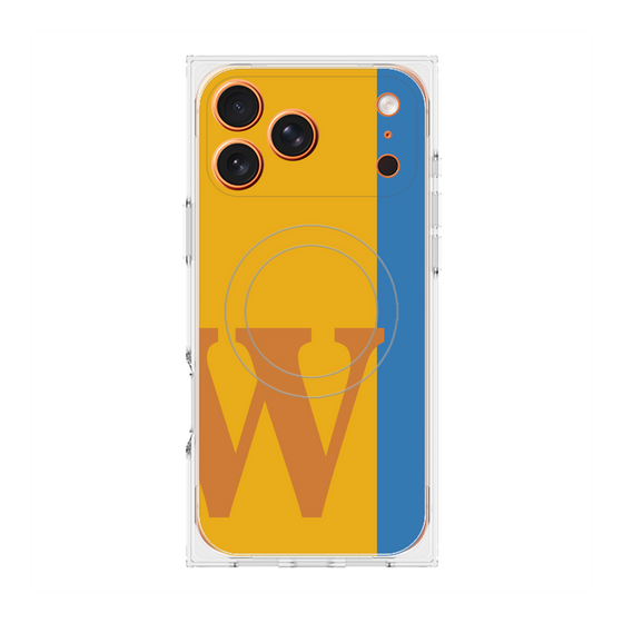 プレミアムスクエアケース with MagSafe［ オリジナル - initial color line - W orange ］