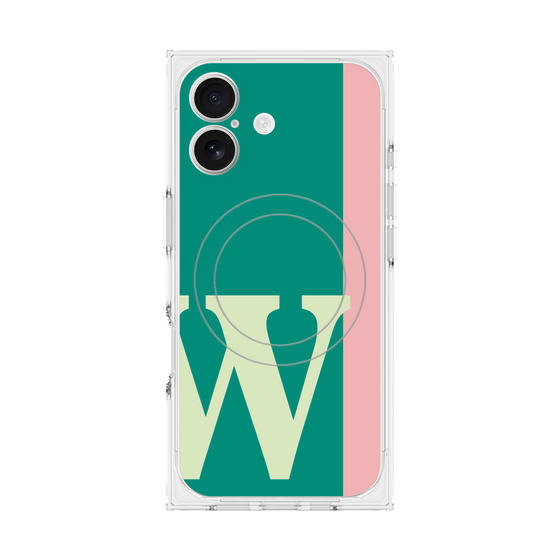プレミアムスクエアケース with MagSafe［ オリジナル - initial color line - W green ］