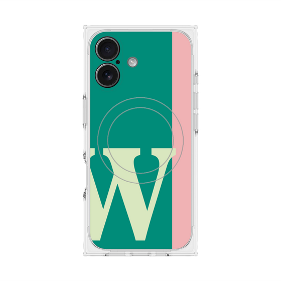プレミアムスクエアケース with MagSafe［ オリジナル - initial color line - W green ］
