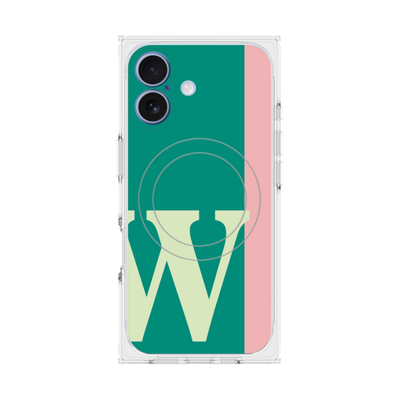 プレミアムスクエアケース with MagSafe［ オリジナル - initial color line - W green ］