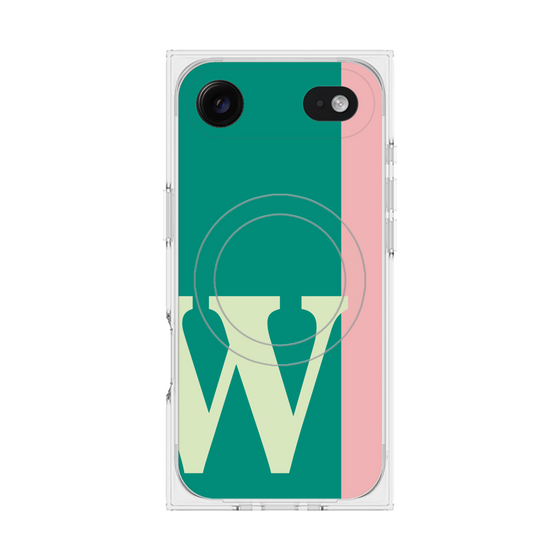 プレミアムスクエアケース with MagSafe［ オリジナル - initial color line - W green ］