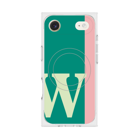 プレミアムスクエアケース with MagSafe［ オリジナル - initial color line - W green ］