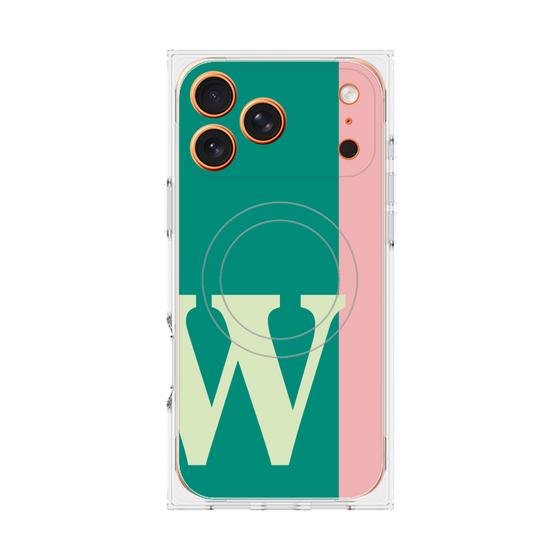 プレミアムスクエアケース with MagSafe［ オリジナル - initial color line - W green ］
