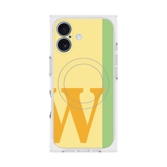 プレミアムスクエアケース with MagSafe［ オリジナル - initial color line - W yellow ］