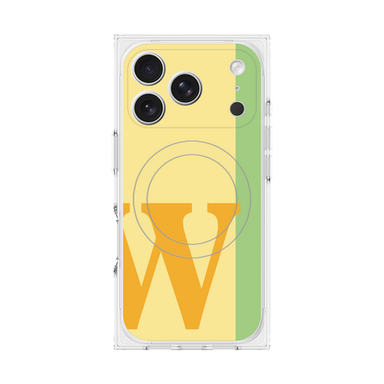 プレミアムスクエアケース with MagSafe［ オリジナル - initial color line - W yellow ］