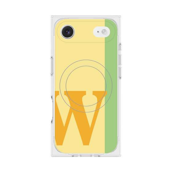プレミアムスクエアケース with MagSafe［ オリジナル - initial color line - W yellow ］