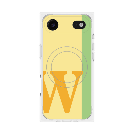 プレミアムスクエアケース with MagSafe［ オリジナル - initial color line - W yellow ］