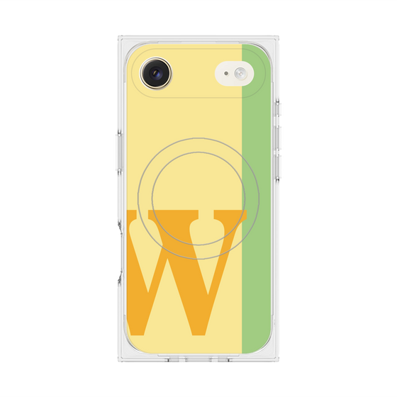 プレミアムスクエアケース with MagSafe［ オリジナル - initial color line - W yellow ］