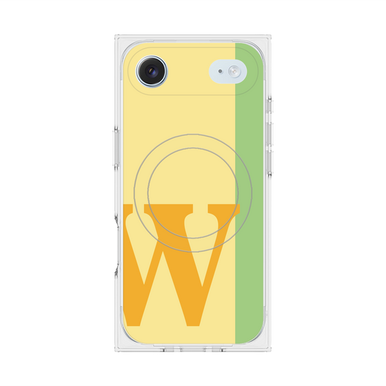 プレミアムスクエアケース with MagSafe［ オリジナル - initial color line - W yellow ］