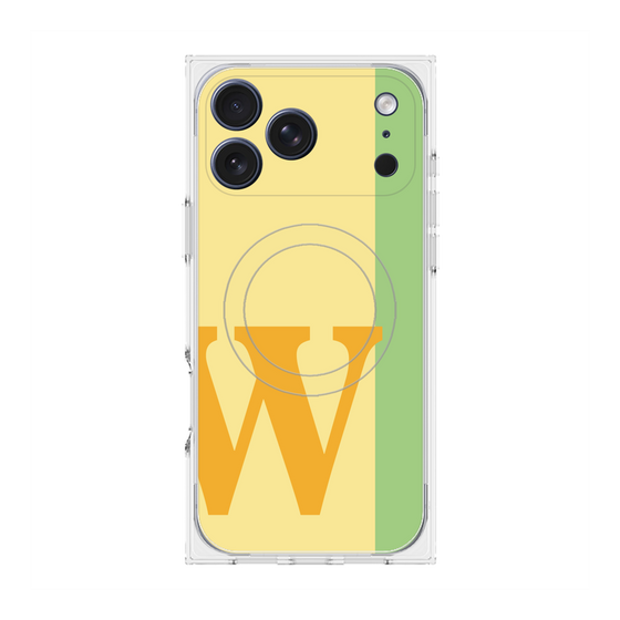 プレミアムスクエアケース with MagSafe［ オリジナル - initial color line - W yellow ］