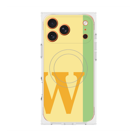 プレミアムスクエアケース with MagSafe［ オリジナル - initial color line - W yellow ］