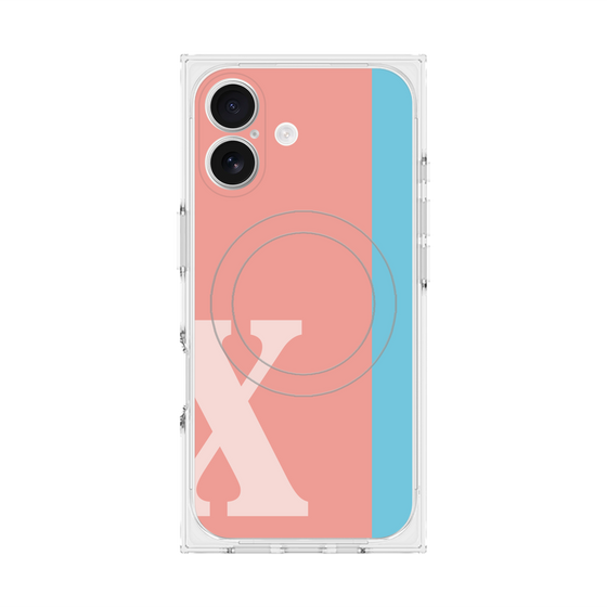 プレミアムスクエアケース with MagSafe［ オリジナル - initial color line - X pink ］
