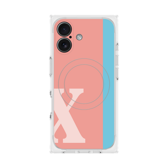 プレミアムスクエアケース with MagSafe［ オリジナル - initial color line - X pink ］
