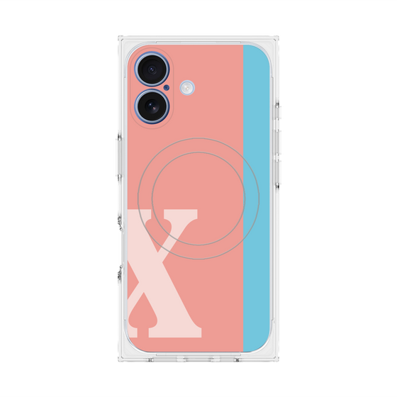 プレミアムスクエアケース with MagSafe［ オリジナル - initial color line - X pink ］