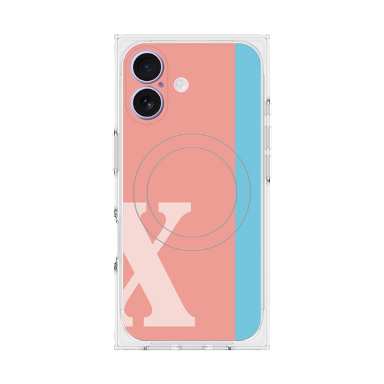 プレミアムスクエアケース with MagSafe［ オリジナル - initial color line - X pink ］