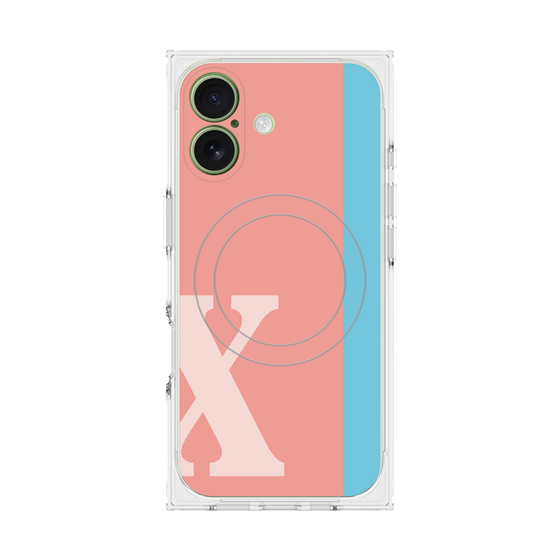 プレミアムスクエアケース with MagSafe［ オリジナル - initial color line - X pink ］