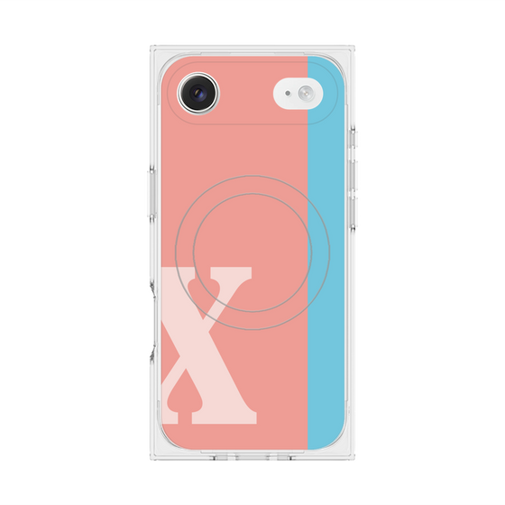 プレミアムスクエアケース with MagSafe［ オリジナル - initial color line - X pink ］