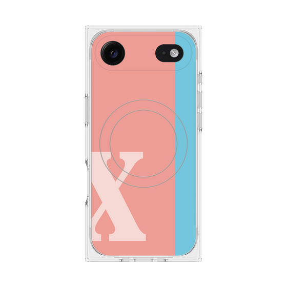 プレミアムスクエアケース with MagSafe［ オリジナル - initial color line - X pink ］