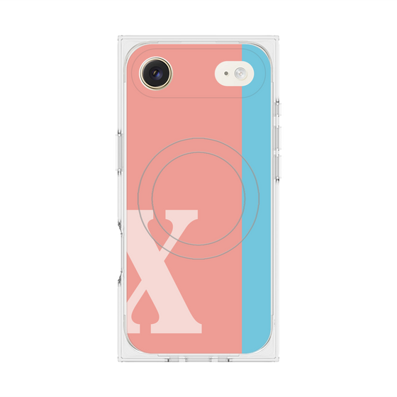プレミアムスクエアケース with MagSafe［ オリジナル - initial color line - X pink ］