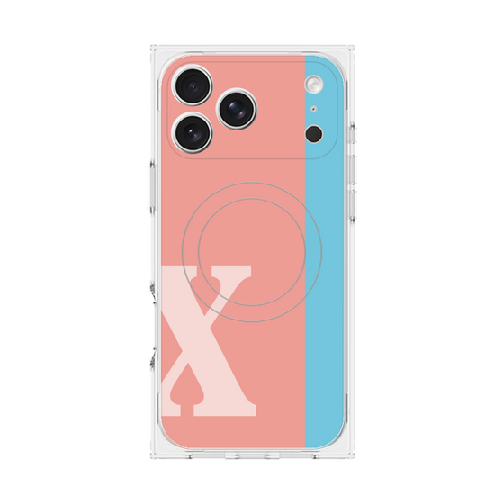 プレミアムスクエアケース with MagSafe［ オリジナル - initial color line - X pink ］