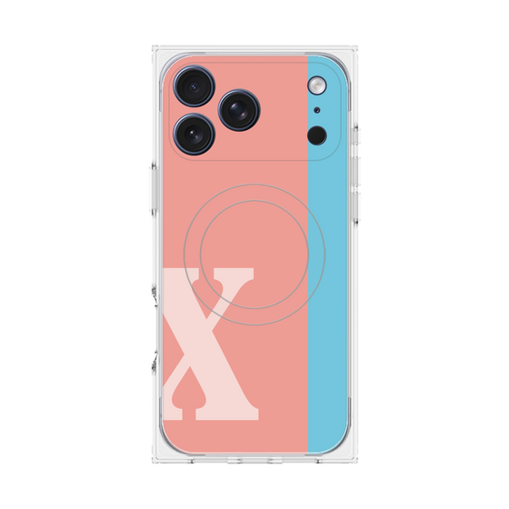 プレミアムスクエアケース with MagSafe［ オリジナル - initial color line - X pink ］