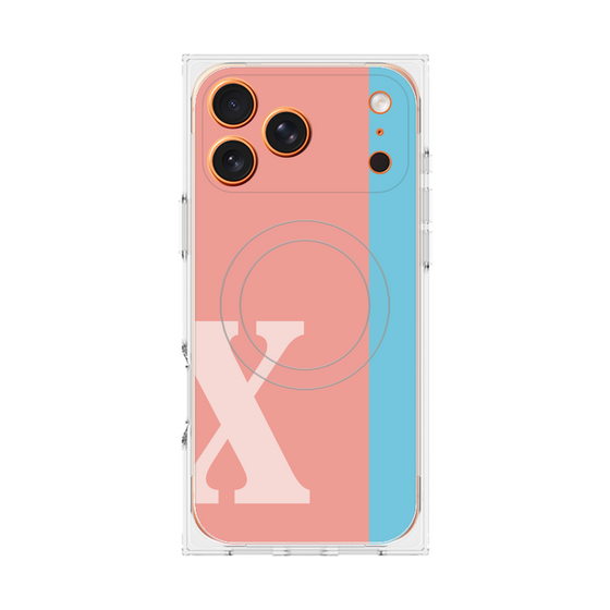 プレミアムスクエアケース with MagSafe［ オリジナル - initial color line - X pink ］