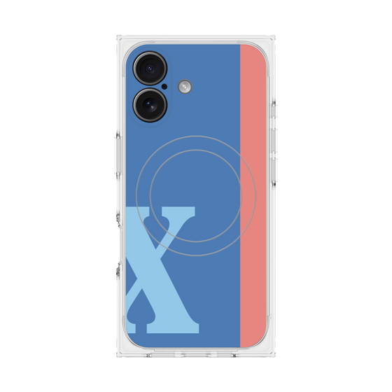 プレミアムスクエアケース with MagSafe［ オリジナル - initial color line - X blue ］