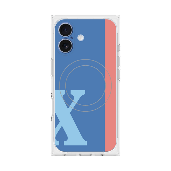 プレミアムスクエアケース with MagSafe［ オリジナル - initial color line - X blue ］