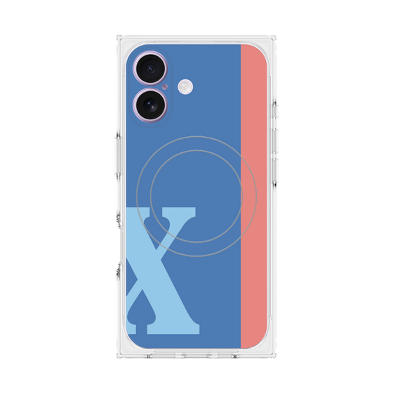 プレミアムスクエアケース with MagSafe［ オリジナル - initial color line - X blue ］