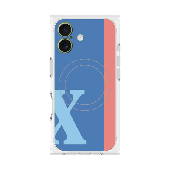 プレミアムスクエアケース with MagSafe［ オリジナル - initial color line - X blue ］