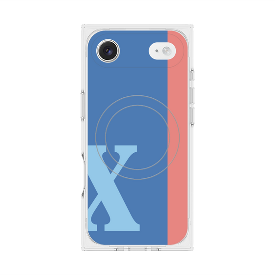 プレミアムスクエアケース with MagSafe［ オリジナル - initial color line - X blue ］