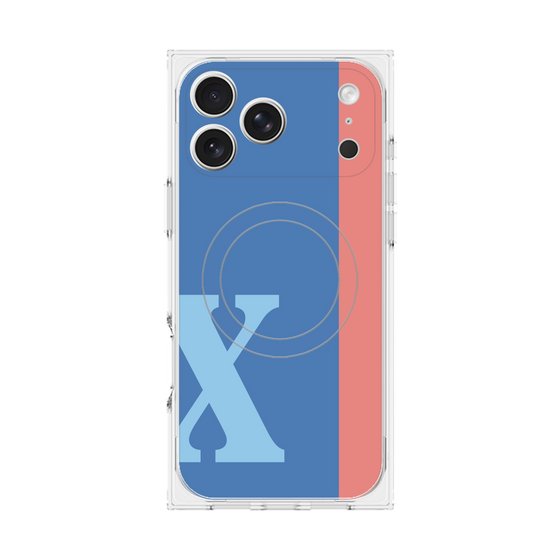 プレミアムスクエアケース with MagSafe［ オリジナル - initial color line - X blue ］