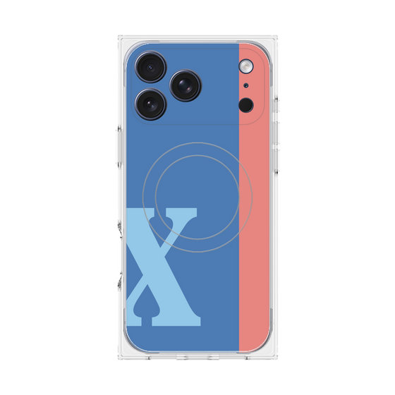 プレミアムスクエアケース with MagSafe［ オリジナル - initial color line - X blue ］