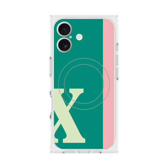 プレミアムスクエアケース with MagSafe［ オリジナル - initial color line - X green ］