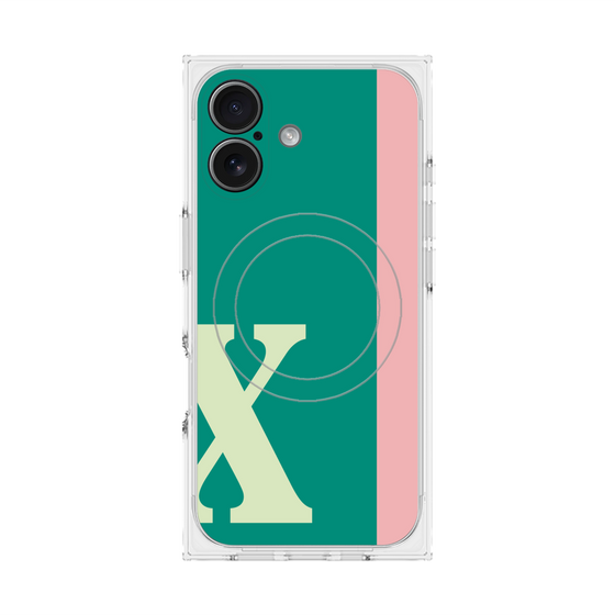 プレミアムスクエアケース with MagSafe［ オリジナル - initial color line - X green ］