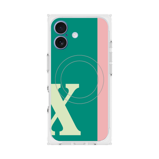 プレミアムスクエアケース with MagSafe［ オリジナル - initial color line - X green ］