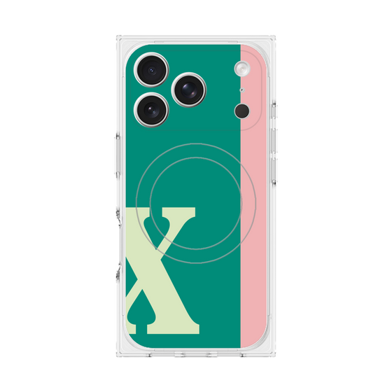 プレミアムスクエアケース with MagSafe［ オリジナル - initial color line - X green ］
