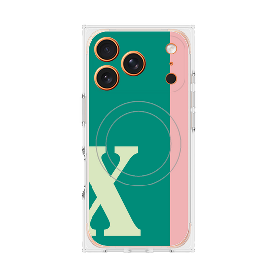プレミアムスクエアケース with MagSafe［ オリジナル - initial color line - X green ］