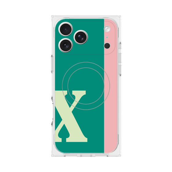 プレミアムスクエアケース with MagSafe［ オリジナル - initial color line - X green ］