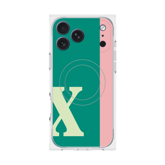 プレミアムスクエアケース with MagSafe［ オリジナル - initial color line - X green ］