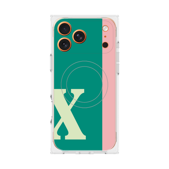 プレミアムスクエアケース with MagSafe［ オリジナル - initial color line - X green ］