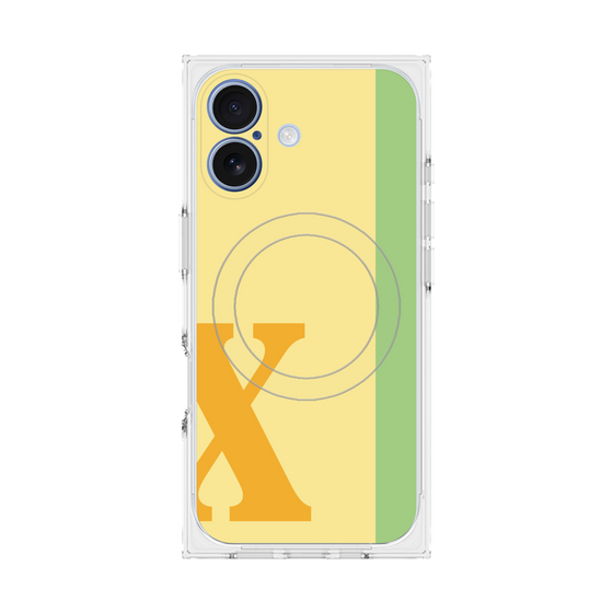 プレミアムスクエアケース with MagSafe［ オリジナル - initial color line - X yellow ］