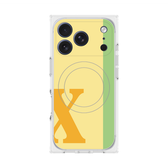 プレミアムスクエアケース with MagSafe［ オリジナル - initial color line - X yellow ］