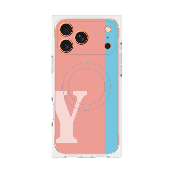 プレミアムスクエアケース with MagSafe［ オリジナル - initial color line - Y pink ］