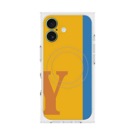 プレミアムスクエアケース with MagSafe［ オリジナル - initial color line - Y orange ］